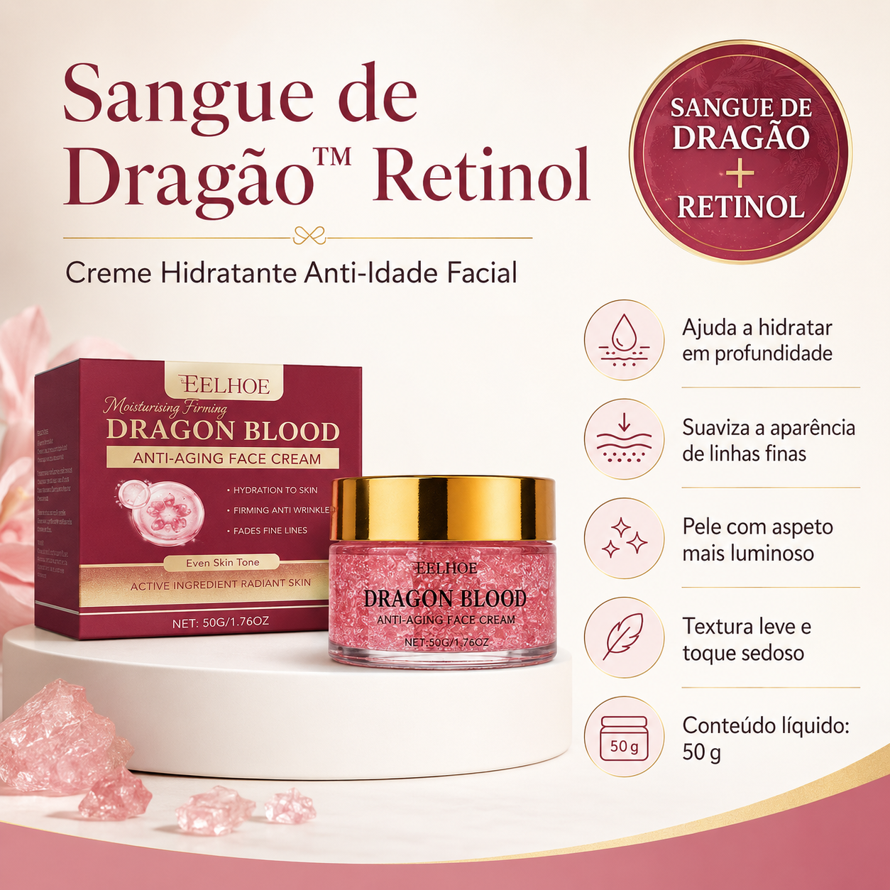 Creme Hidratante Anti-Idade com Retinol e Sangue de Dragão
