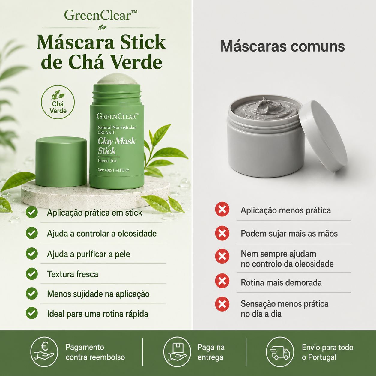 GreenClear™ Máscara Stick de Chá Verde