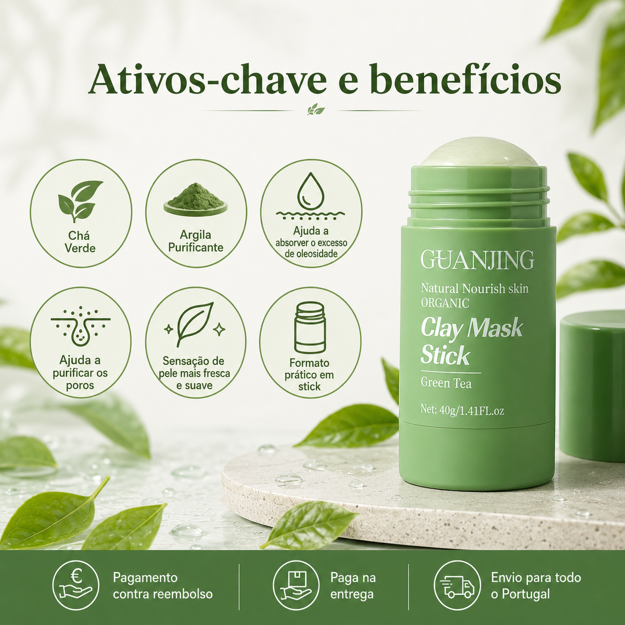 GreenClear™ Máscara Stick de Chá Verde