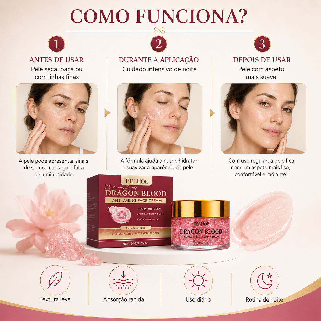 Creme Hidratante Anti-Idade com Retinol e Sangue de Dragão