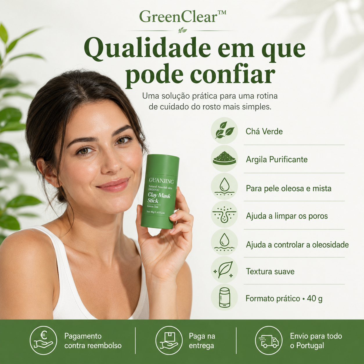 GreenClear™ Máscara Stick de Chá Verde