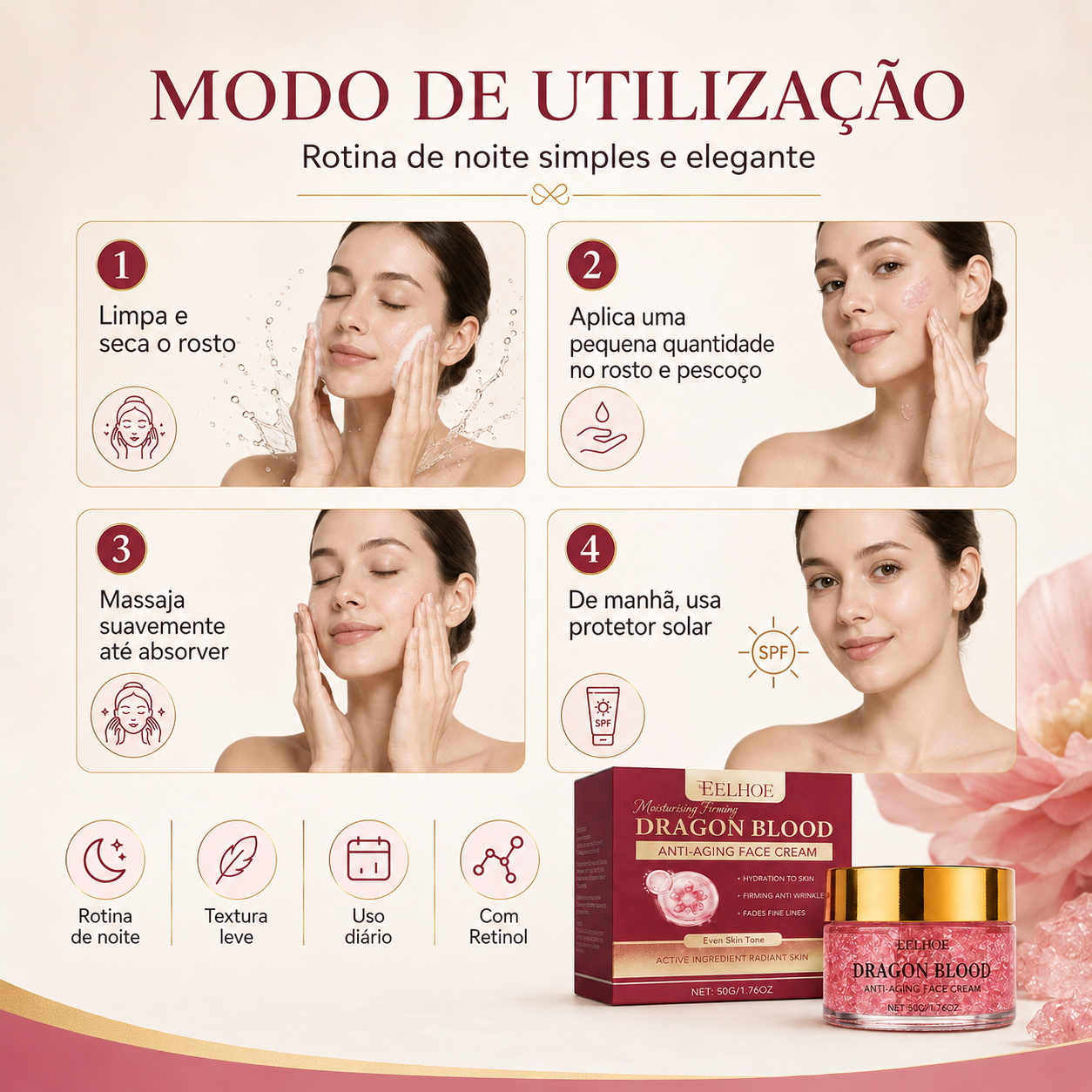 Creme Hidratante Anti-Idade com Retinol e Sangue de Dragão