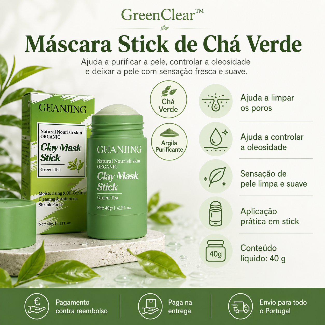 GreenClear™ Máscara Stick de Chá Verde