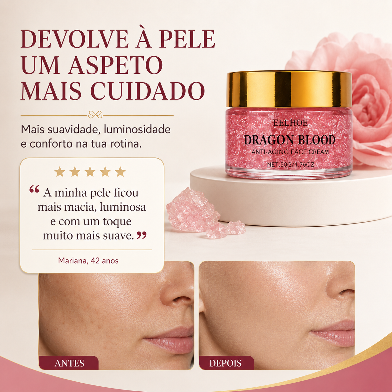 Creme Hidratante Anti-Idade com Retinol e Sangue de Dragão