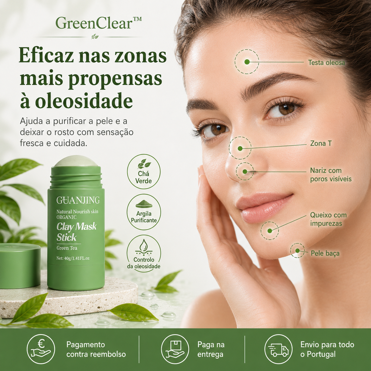 GreenClear™ Máscara Stick de Chá Verde